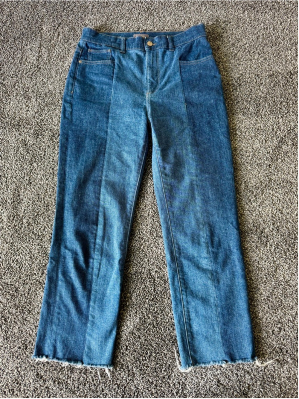 DL1961 Patti Straight Two-Tone High Rise Vintage Raw Hem Ankle Jeans Size 29